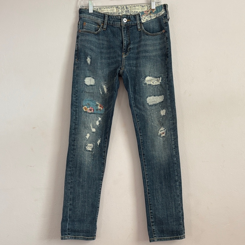 Anthropologie Blue Distressed Boyfriend Jeans
